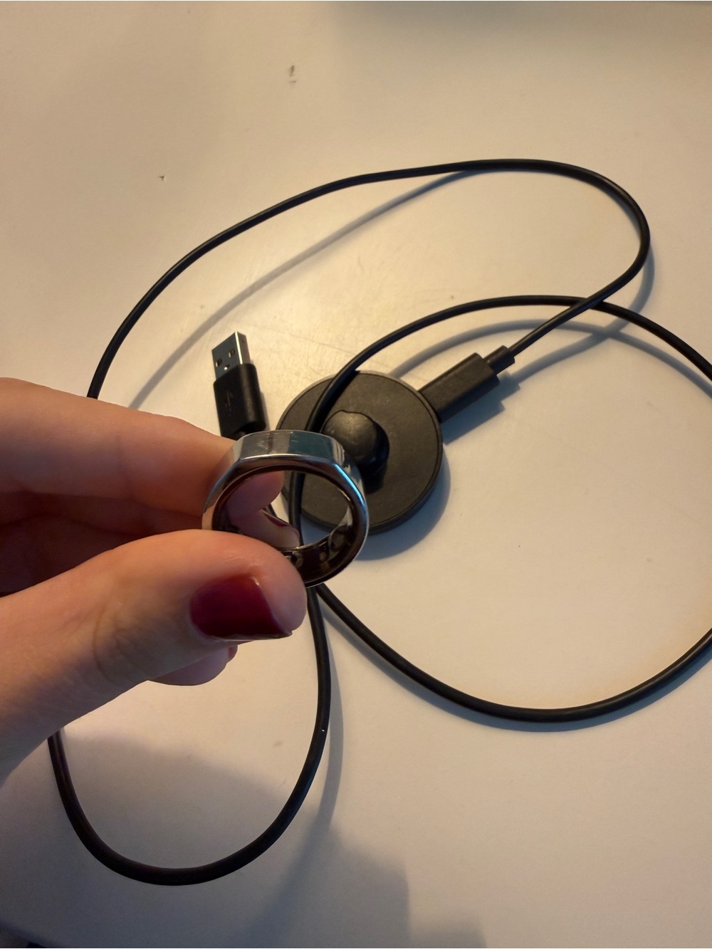 Oura Ring Charger Cable in Black with Silver Accent